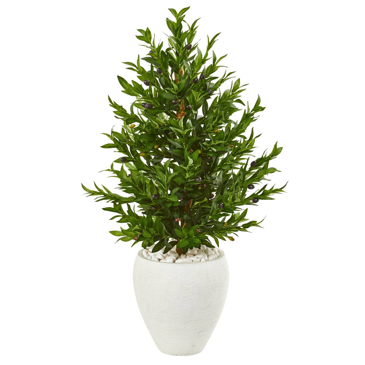 3.5ft. Olive Cone Topiary Tree in White Planter